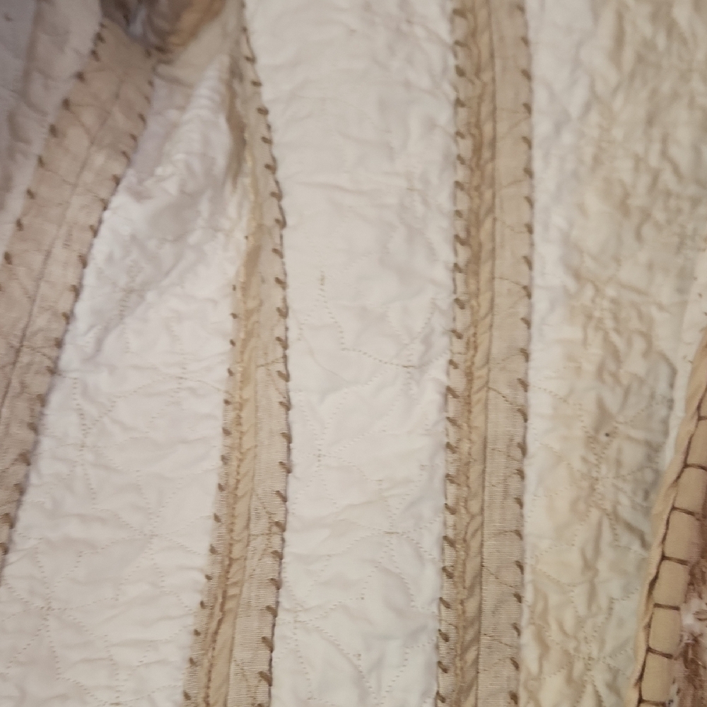 Prada Style Italian Jacket Cotton Neutral Short Quilted Embroidered No Tags - Picture 9 of 16